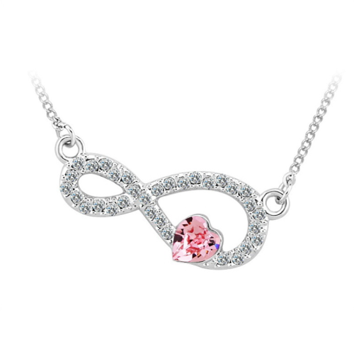 Κολιέ Άπειρο και Καρδιά Swarovski Επιπλατινωμένο, BC11432-LR